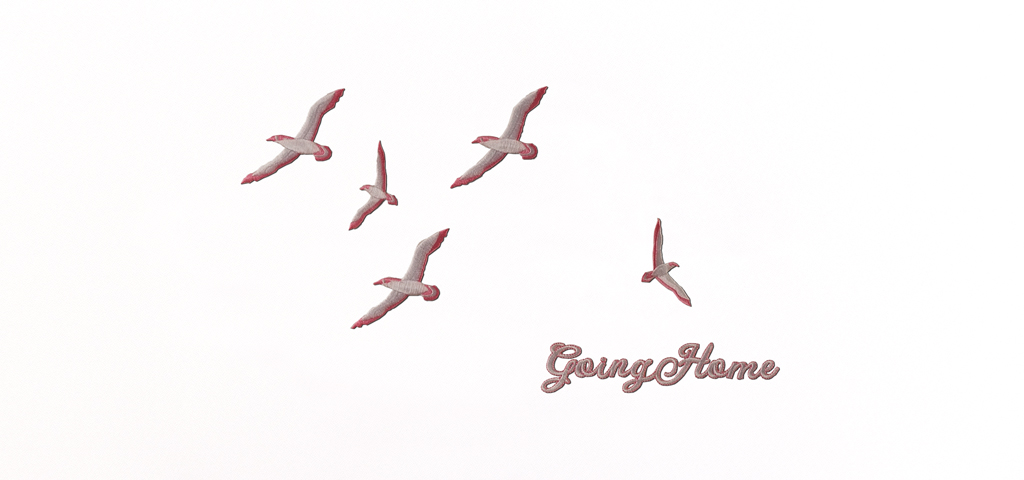 AP 102 WT PK Going Home Birds White Pink (white Faux)